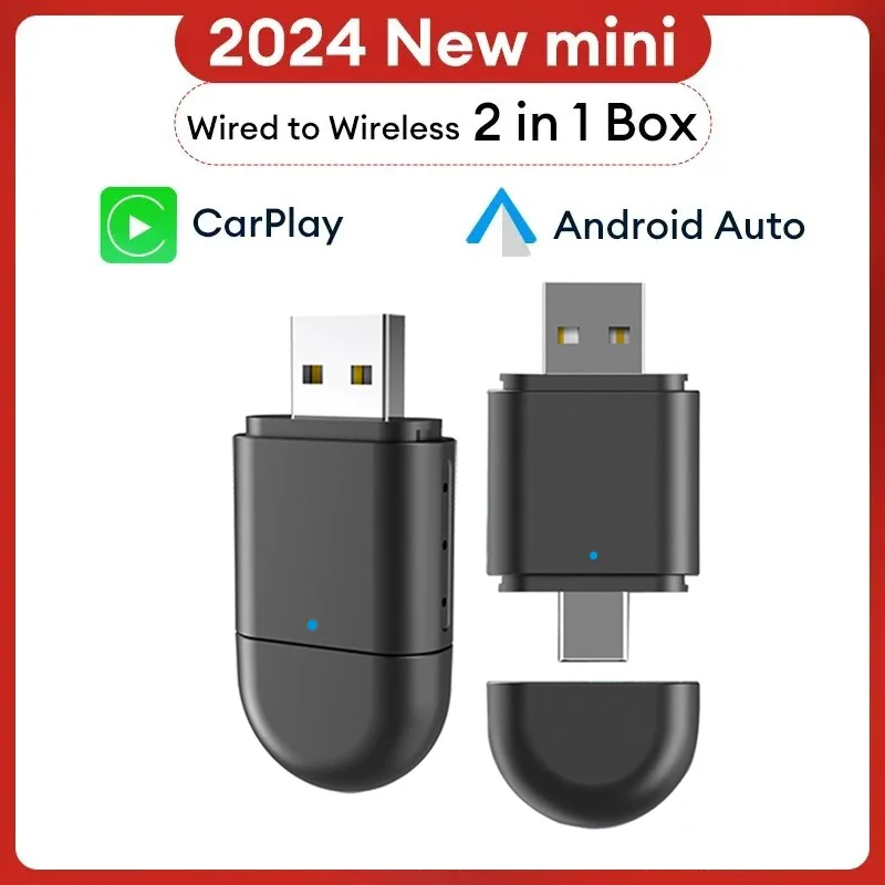 Newest Wireless CarPlay & Android Auto 2 in 1 Wireless Adapter Smart USB Dongle USB&Type-C Connector Car Accessories