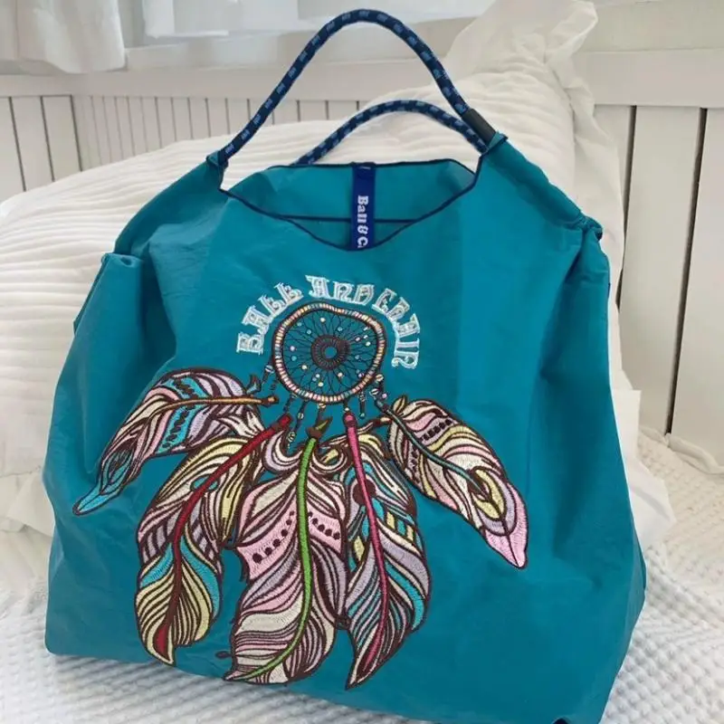 Nuova catena a sfera ricamo di nicchia giapponese borsa di stoffa ecologica borsa a mano per ragazza borsa per la spesa in Nylon borsa a mano