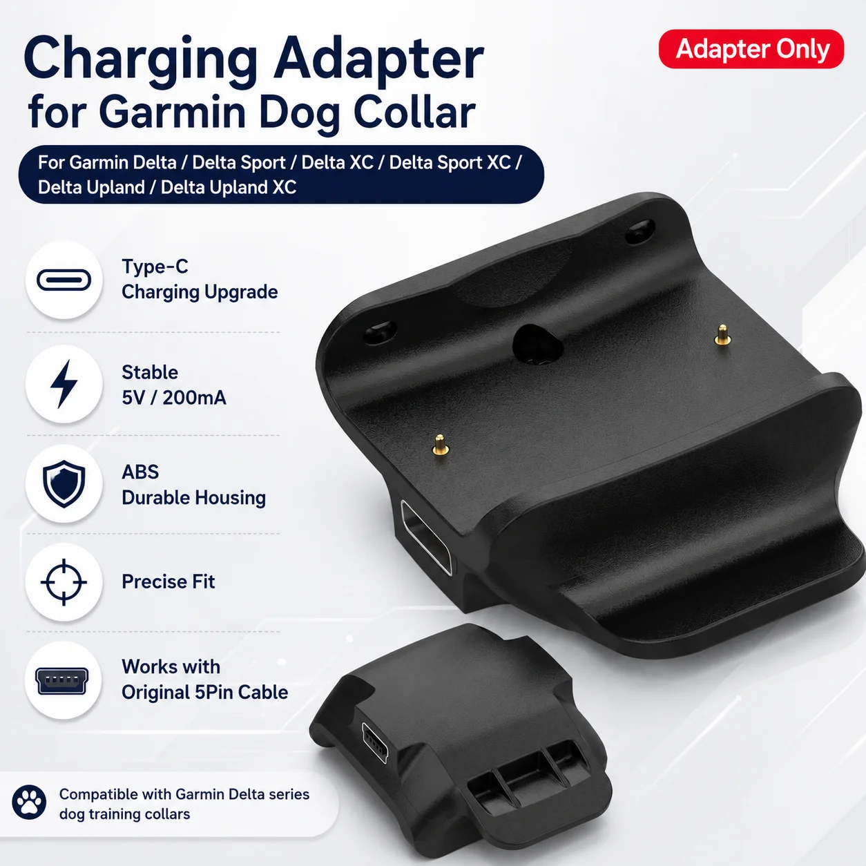 Replacement Charger Dock For Garmin Delta Sport XC Upland Dog Training Collar Charging Base USB-C Charger Station