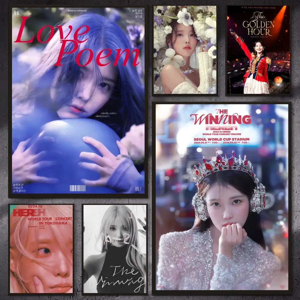 Póster de papel tapiz con diseño de música de IU, versátil, HD, resistente al agua, decoración autoadhesiva para cualquier espacio, regalo ideal