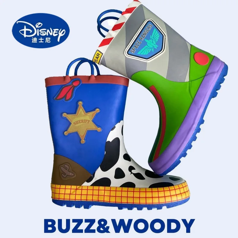Дождевые сапоги Disney Buzz Lightyear |   Одинаковые водонепроницаемые резиновые туфли для взрослых и детей, противоскользящий дизайн Mismatch