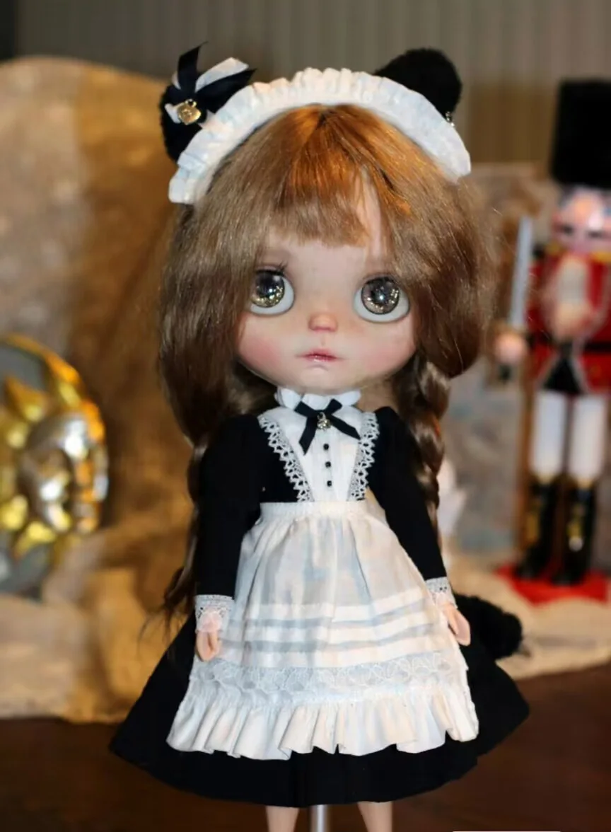 2025 3pcs Maid style Landoudou/Blythe Main skirt/apron/headband 1/6 30cm(Fit for  azone,Pullip,Ob22/24/26, Licca)