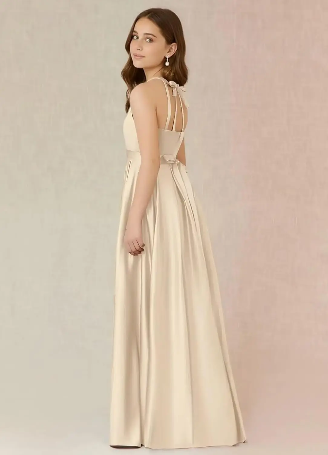 ชุดเดรสเด็กทรงเอไลน์สำหรับเพื่อนเจ้าสาว พร้อมหมวกประดับดอกไม้ ชุดเดรสเด็กผู้หญิงผ้าไหม สายคล้องไหล่ปรับได้ ชุดเดรสสำหรับพิธีศีลมหาสนิท