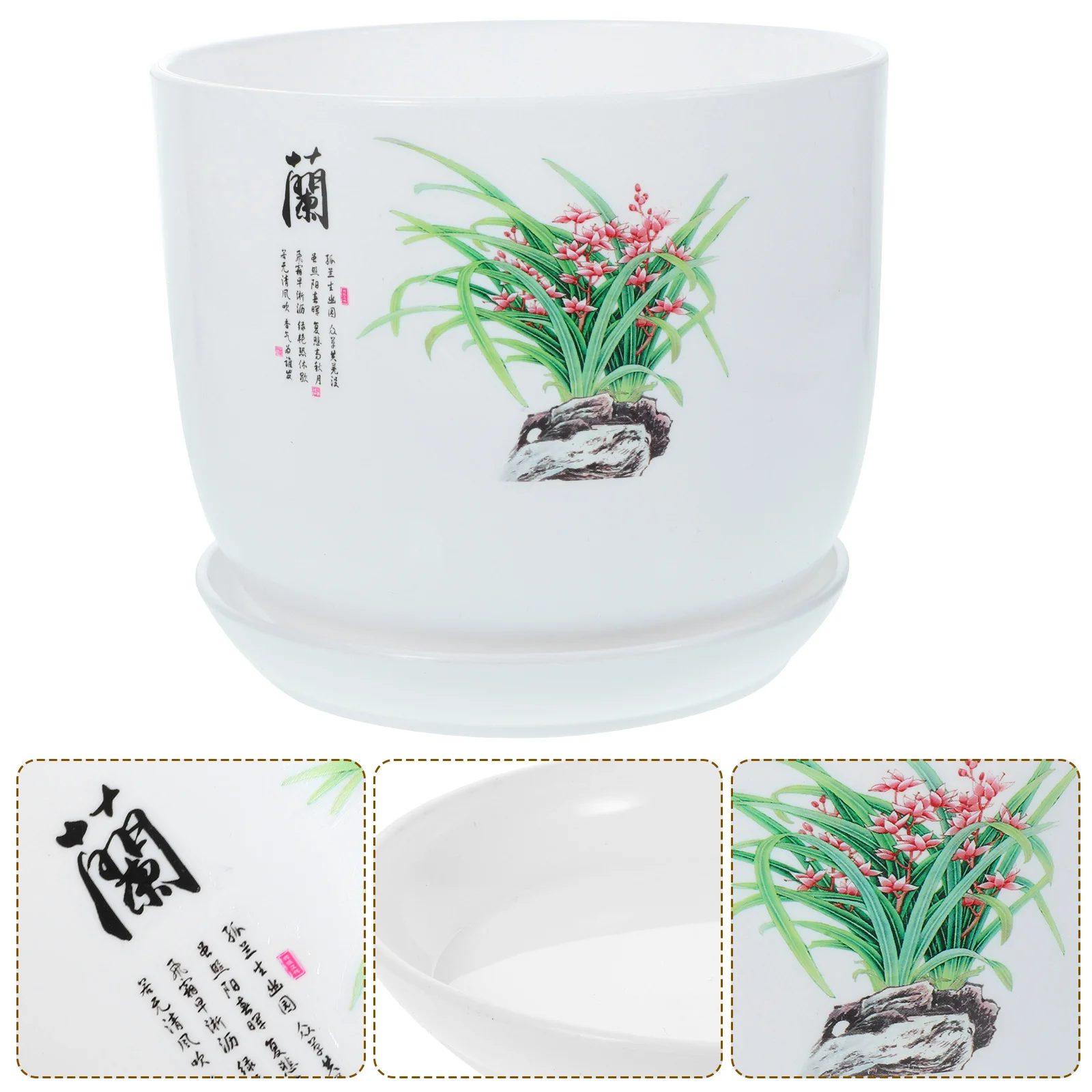 

2Pcs Orchid Plant Pots Resin Nursery Planter with Drainage Holes and Saucer for Indoor Outdoor Flowers Flower Watering Pot