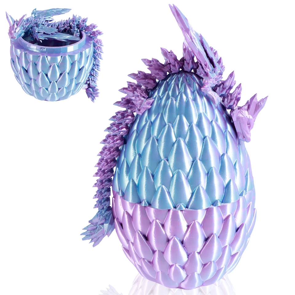 Petit oeuf de dragon imprimé en 3D avec un petit dragon articulé, couleur au choix, dragon et oeuf personnalisables - France