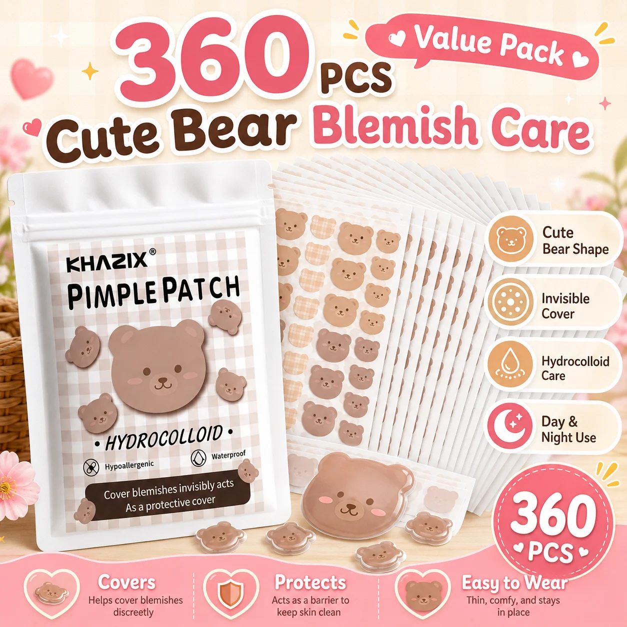 Beauty Zone Makeup - 360pcsUltra Thin Makeup Friendly Kitty Shaped