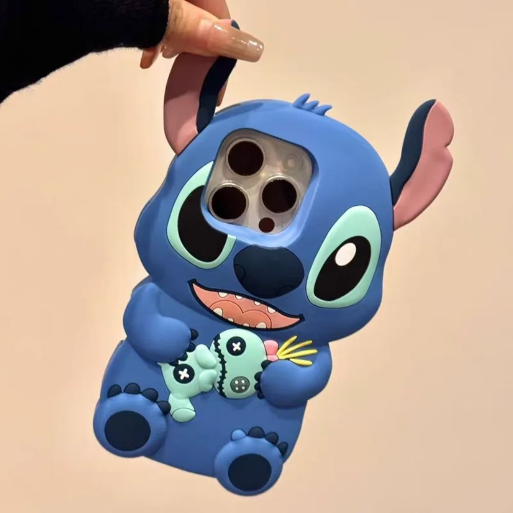 Disney capa de telefone grande ponto orelha lilo para iphone ar 16 plus 17 15 14 13 11 12 pro max 17 pro 16e 3d dos desenhos animados capa de silicone macio