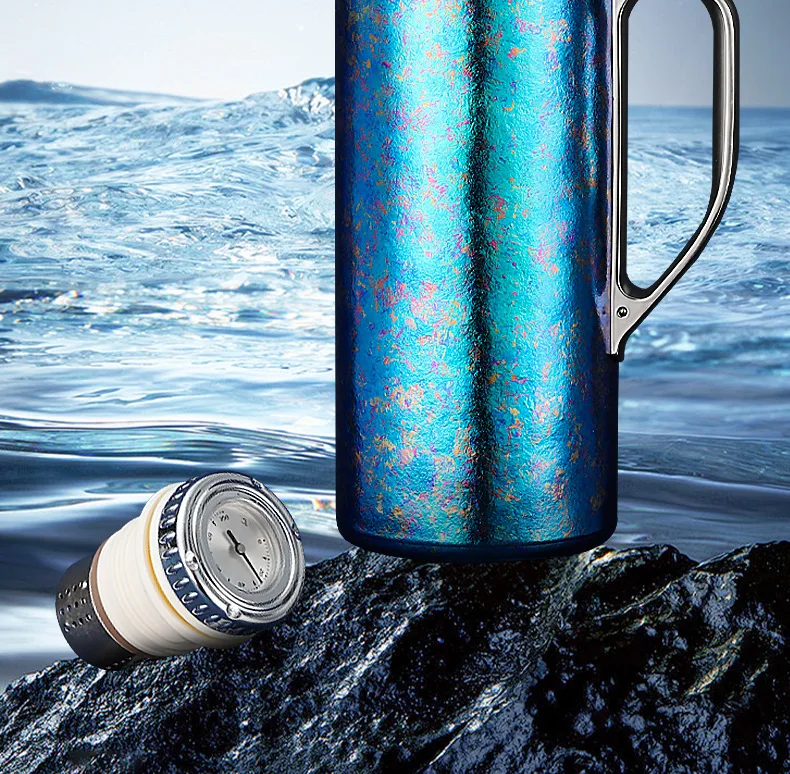 

Pure titanium thermal insulation pot, large capacity, heirloom, ice flower, double layer.