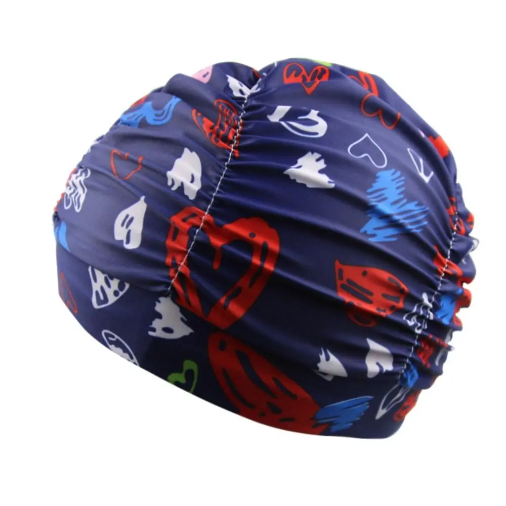 

Printed Fabric Oversized Swimming Cap Breathable Long Hair Hot Spring Swimming Cap Lightweight Free Size Bathing Cap Swim