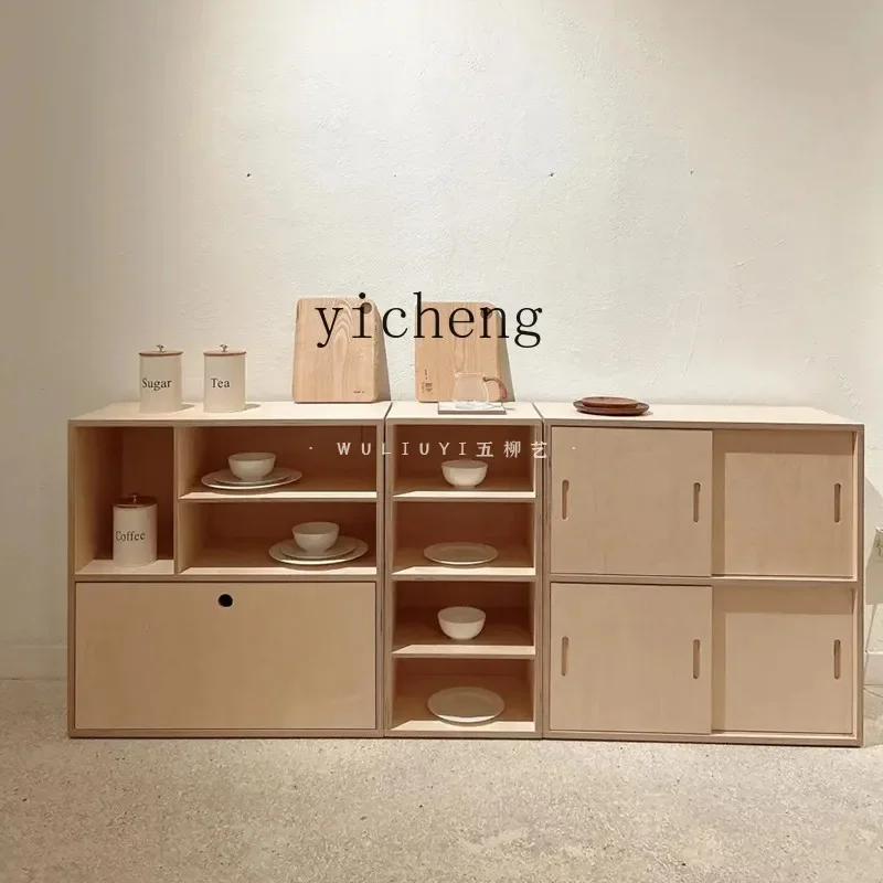 W5.14 Multifunctional TV Storage Multi-layer Sideboard Birch Wood Storage Display Cabinet