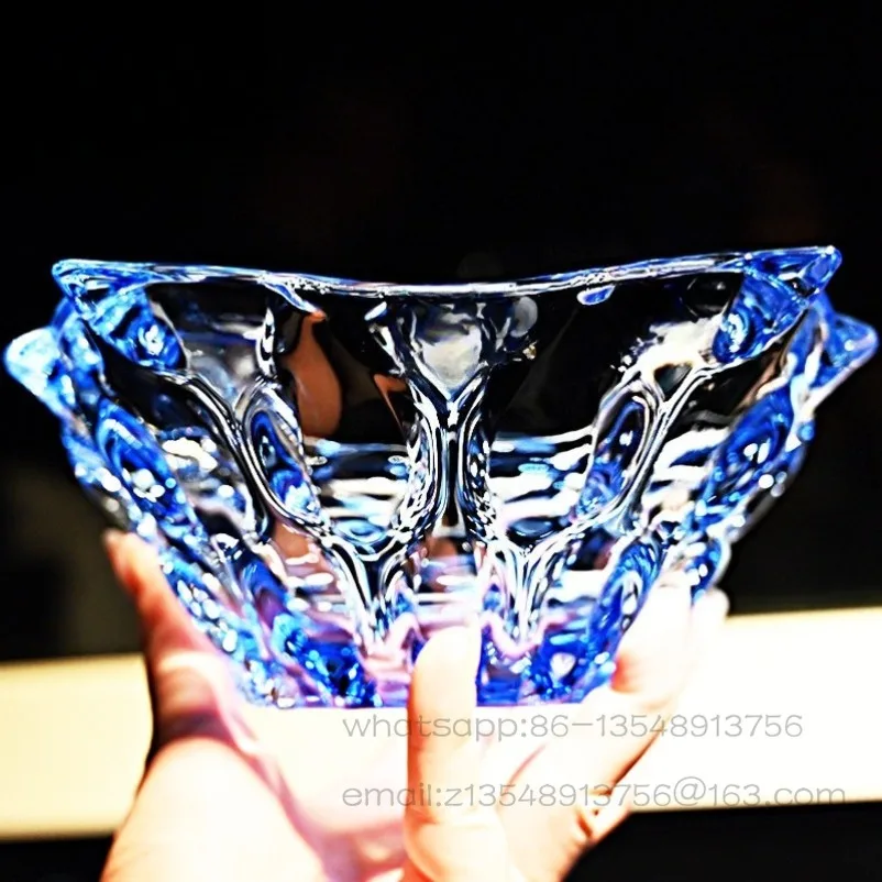 Colored Crystal Glass Fruit Plate Fruit Pot Fruit Bucket Coffee Table Decorative Ornament