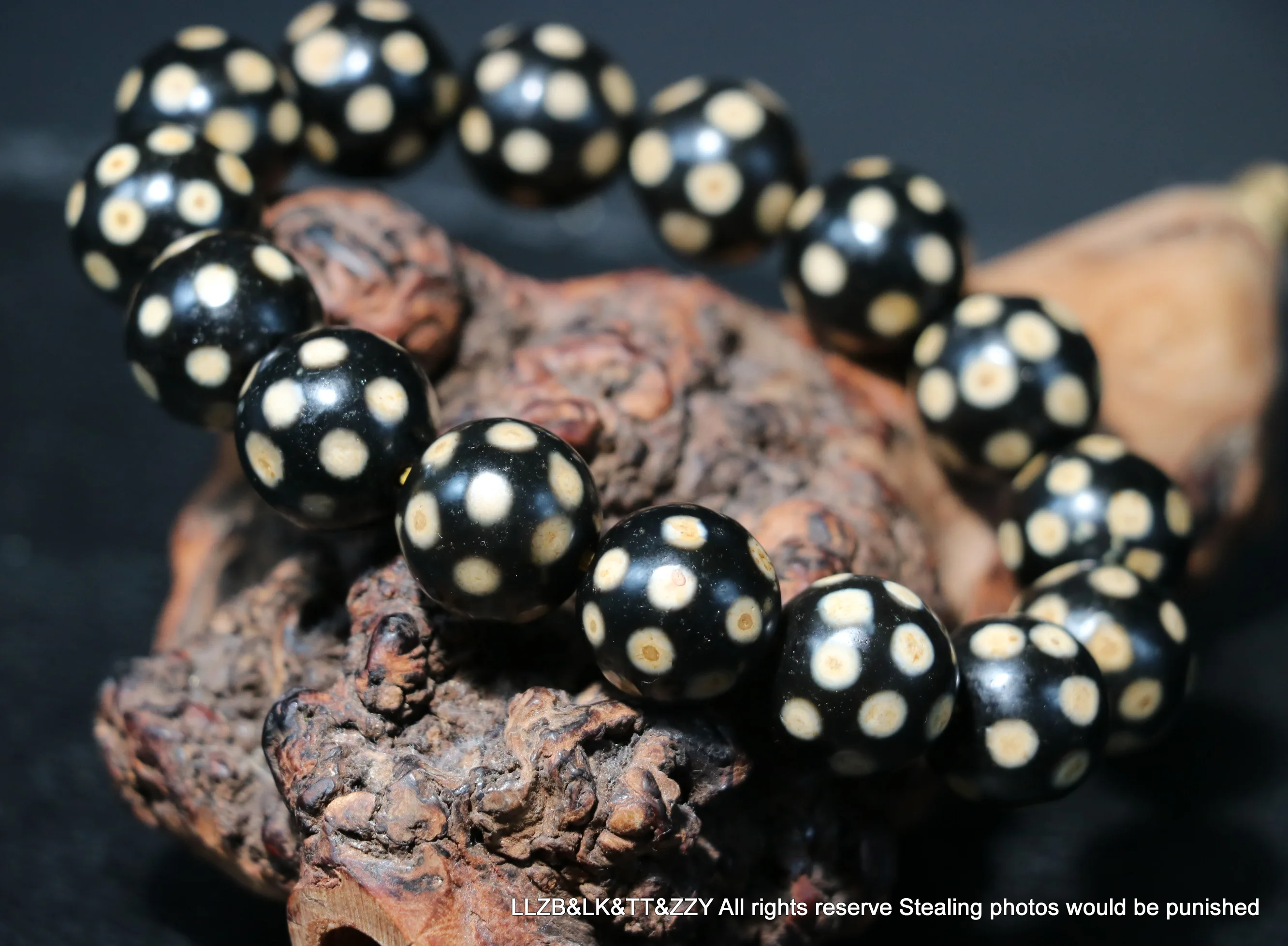 Energy Tibetan old Agate FULL Stars Vein Big Round dZi Bead Stretchy Bracelet 5A 16MM Timestown UPD21