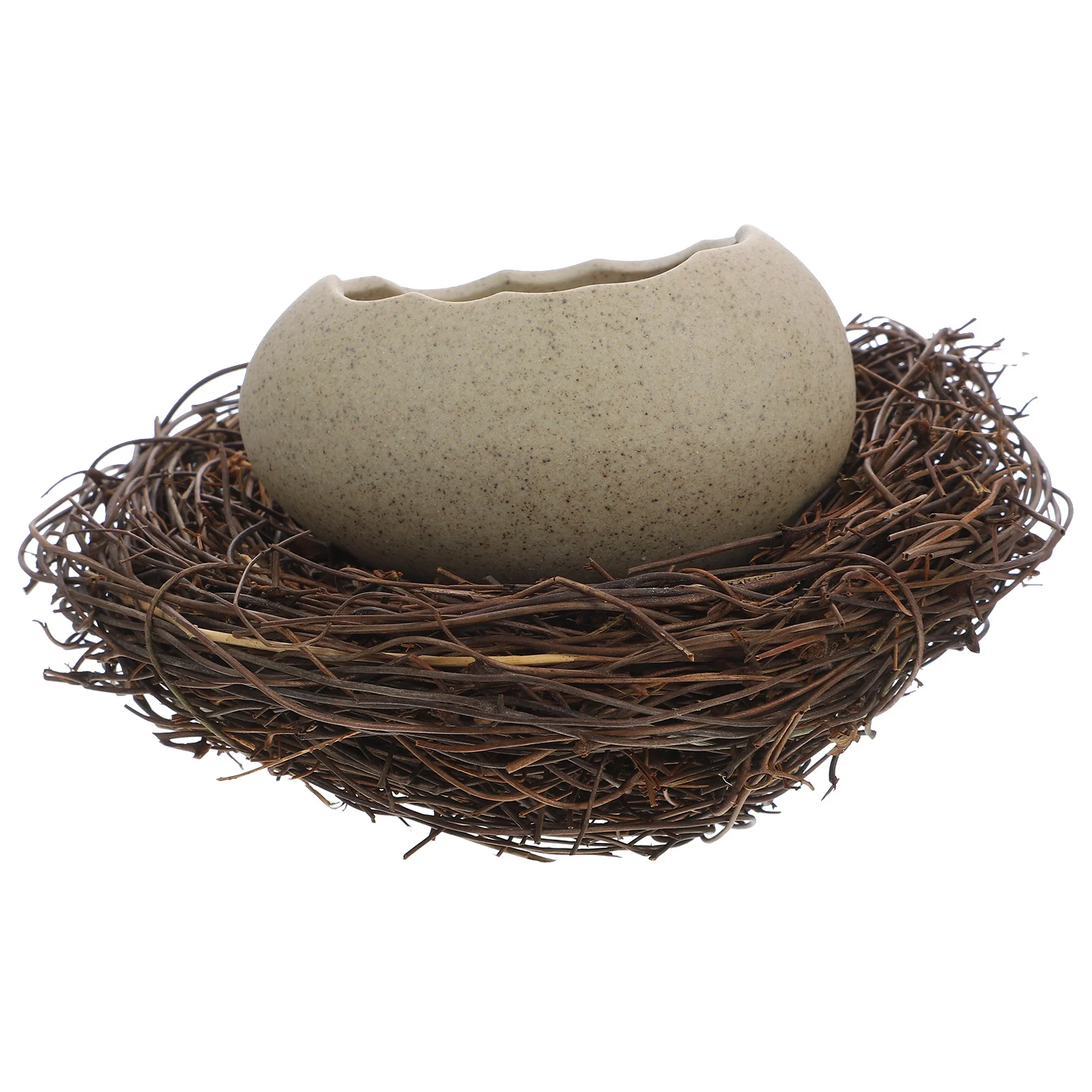 

Eggshell Shaped Bowl Creative Ceramic Food Holder Bird Nest Design Small Portable Dessert Serving Bowl Snack Tray