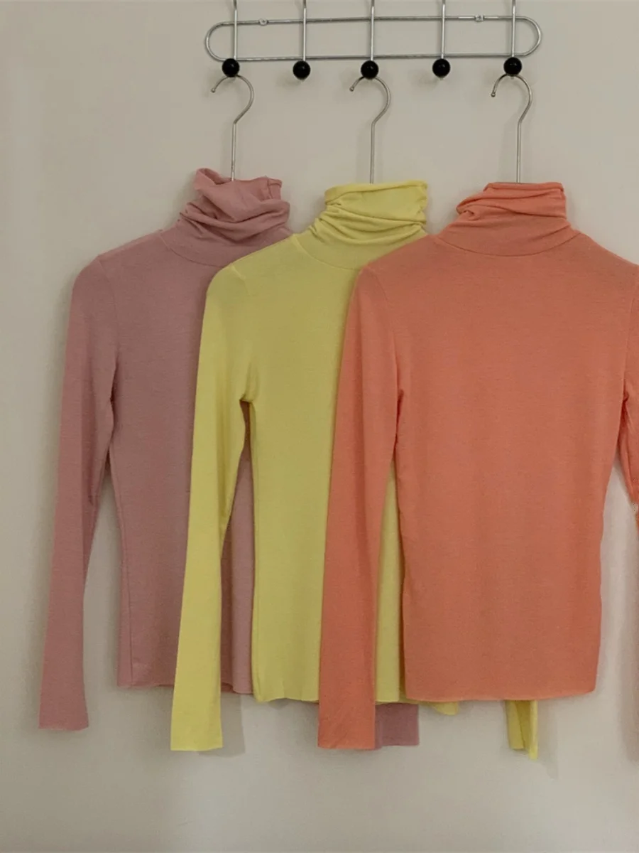 القطن الخالص ذاتية التدفئة اللون المنسوجة قاعدة irt عالية Ne Ice Cr اللون تي شيرت محبوك طويل Sve جولة Ne سترة