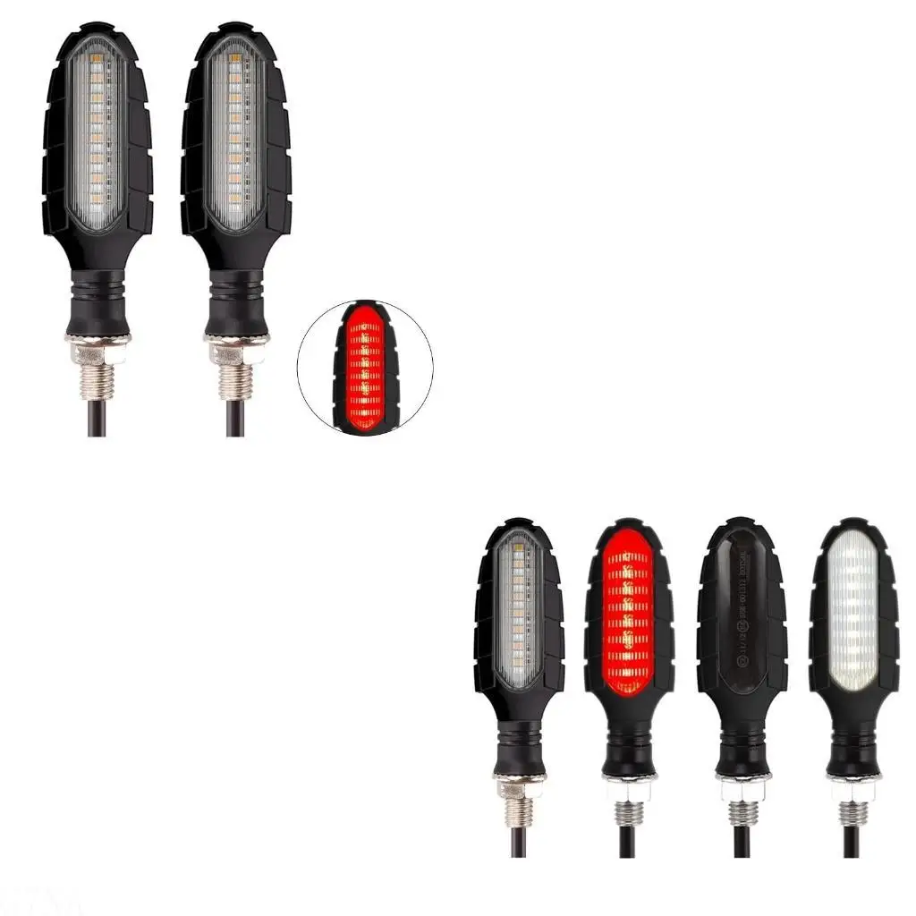 

G7NA 1 Pair Lamp Flowing Water 16LED Sequential Flowing Turn Light Handlebar for-Motorcycle
