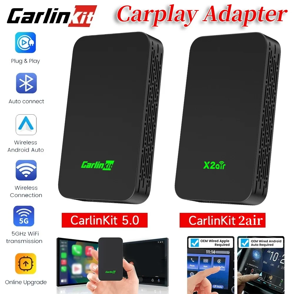 CarlinKit 5.0 2Air Wired to Wireless Android Auto Box Wireless CarPlay Adapter Smart Car Ai Box WiFi Bluetooth Auto Connect