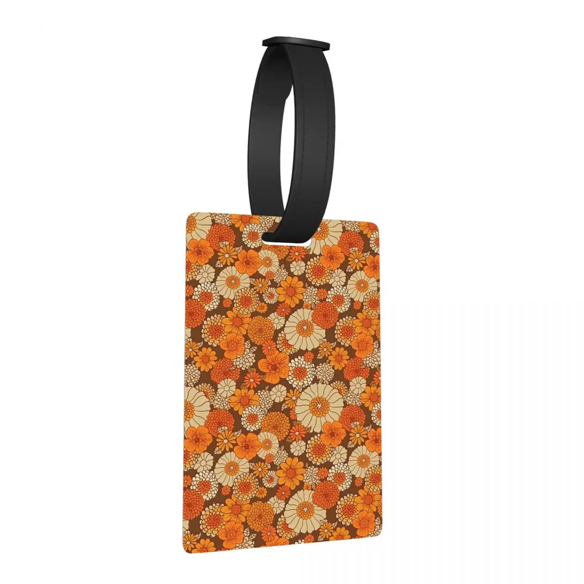 

70s Retro Daisies, Vintage Flower Power Boho Luggage Tags Suitcase Travel Cute Baggage Boarding Tag Label Holder ID Name Address