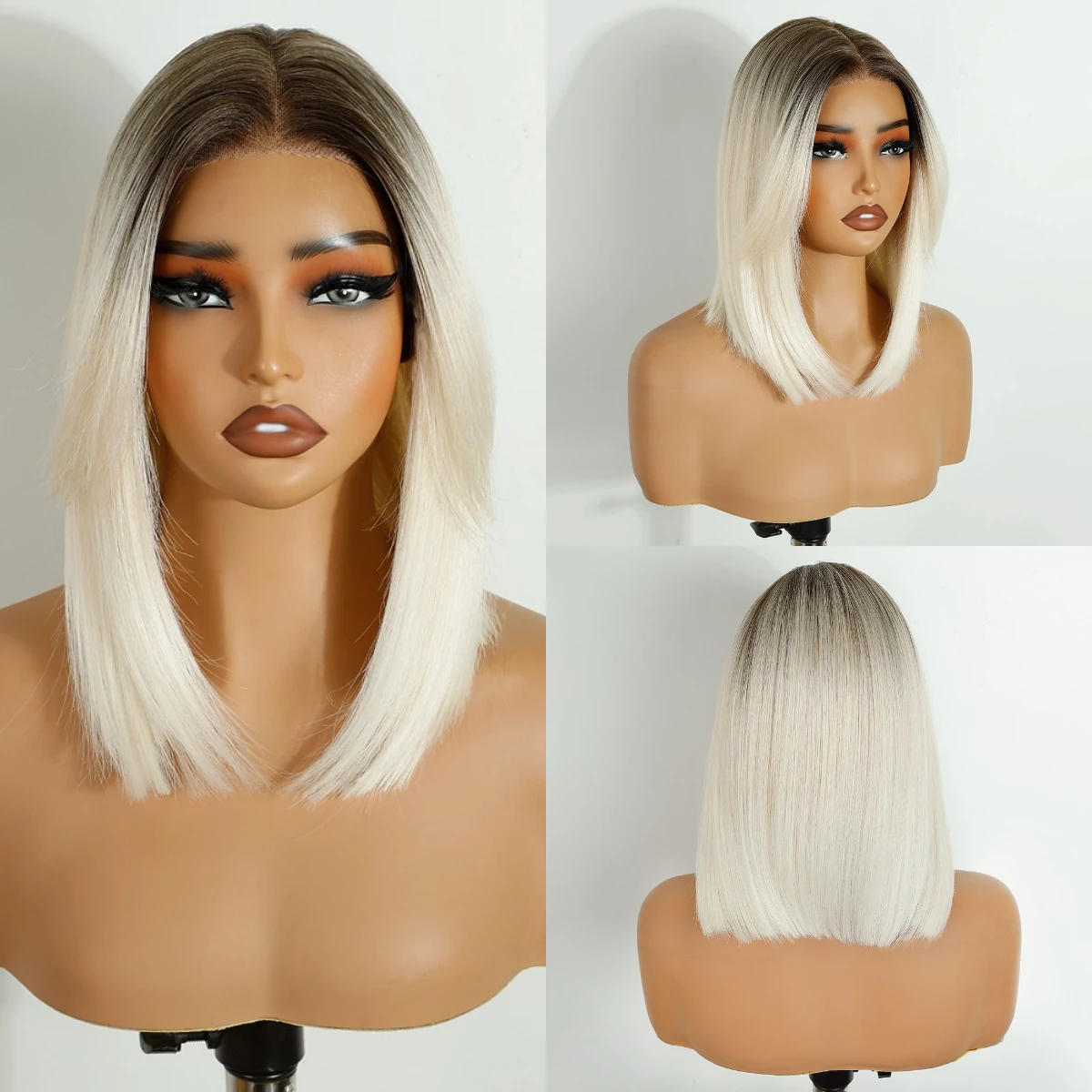 Different Color Style Synthetic Long Hair Glueless HD Lace Front Wig Per Plucked HD Lace Glueless Synthetic Wig for White Women view 2