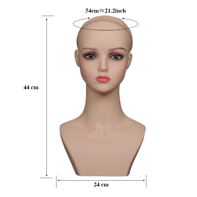 Asiatische Mannequin Kopf Make-Up Schaum Polsterung Mannequin Modell Kopf Für Display Perücken Weibliche Puppe Kopf Mit Roten Lippenstift 1Pcs