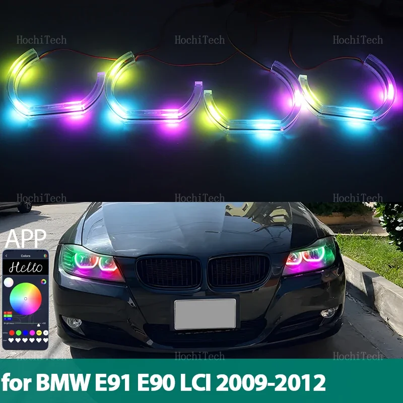 

Для BMW 3 серии E90 E91 Facelift 2009-12 струящееся разноцветное кольцо Angel Eyes RGB DTM Style светодиодный указатель поворота с приложением