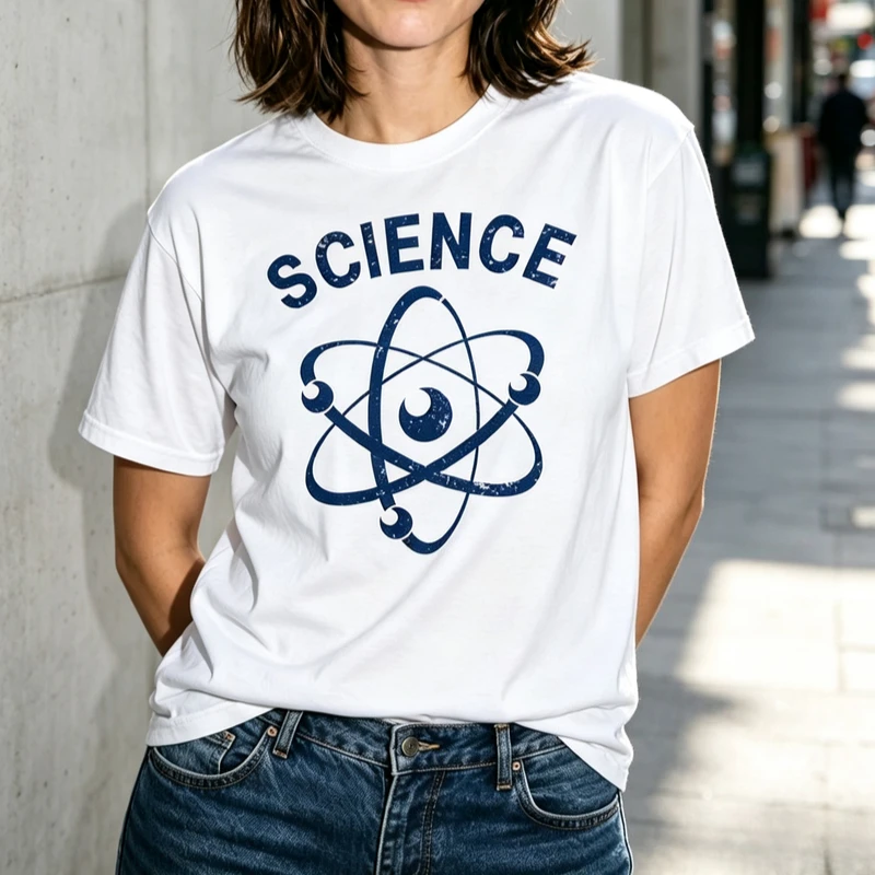 Science Atom Graphic Tee Retro Distressed Design T Shirt Men Women Physics Chemistry Lover Casual Cotton Short Sleeve Y2k Top
