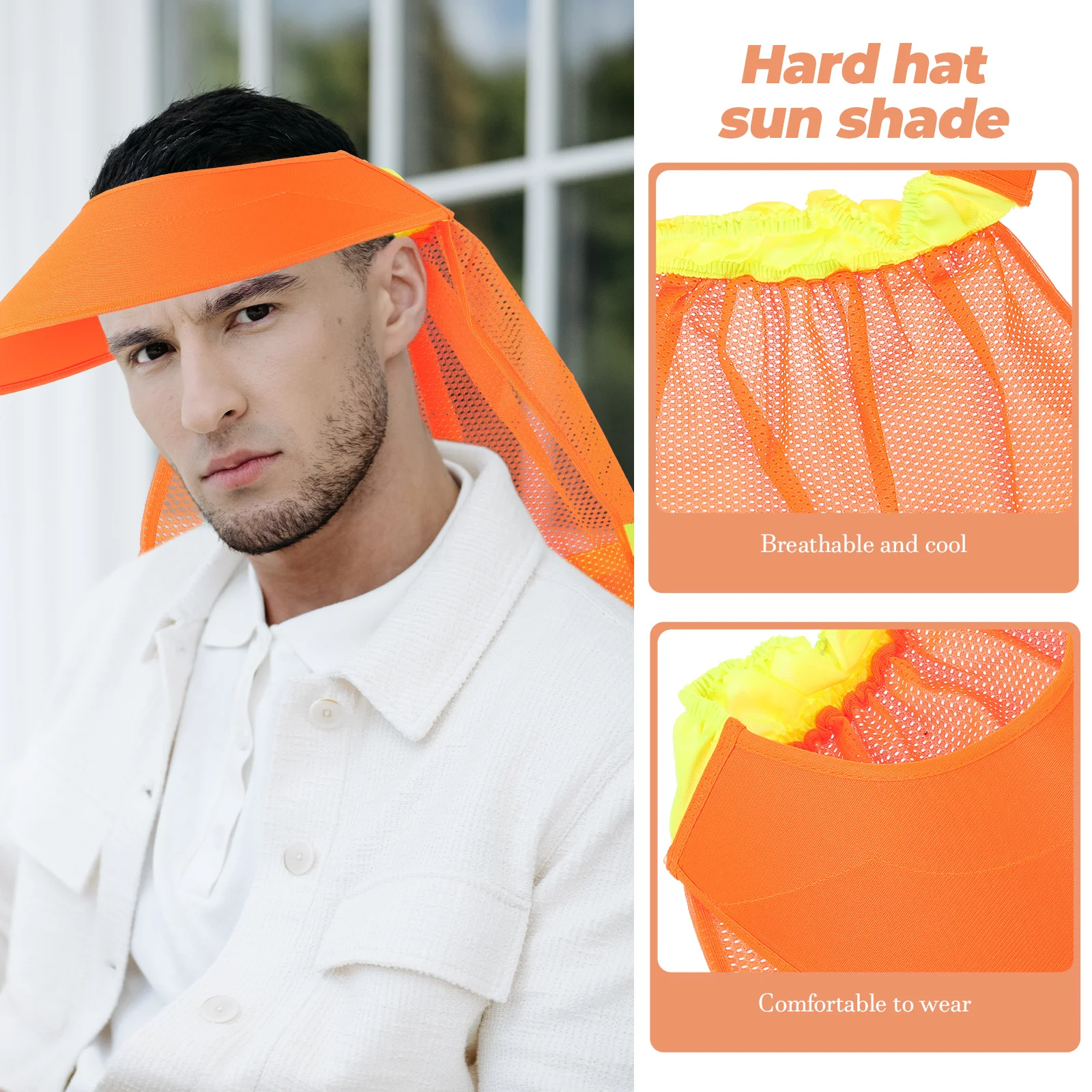 

Breathable Full Brim Hard Hat Sun Shade Safety Neck Protection Construction Outdoor Work Men Uv Resistant Mesh Visor