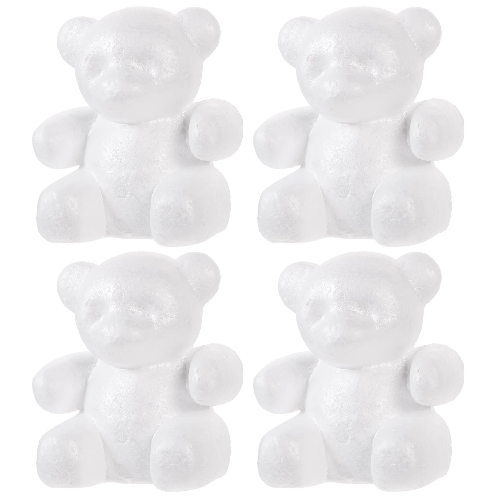 4pcs White Bear Shape Sculptures Craft Balls for DIY Decoration Flower Arranging (Height 15cm/Base Width 10cm)