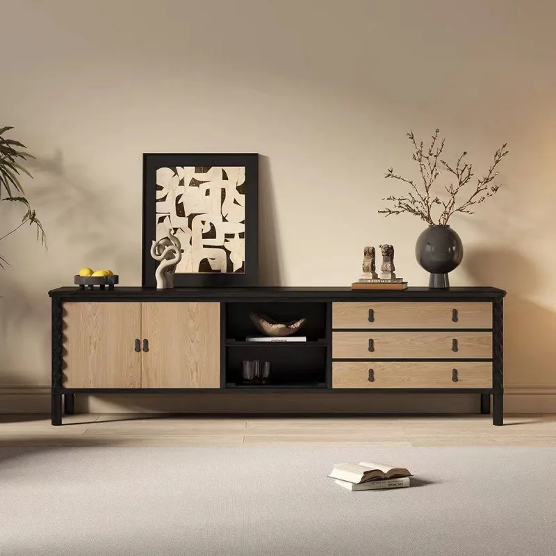 wood TV cabinet American French medieval living room coffee table TV cabinet combination locker audio-visual cabinet