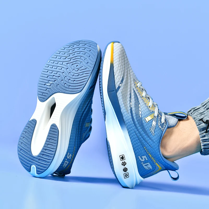 

Sports and leisure shoes, men's shoes, marathon oversized air cushioned shoes, fly woven all season rubber, wear-resistant, anti