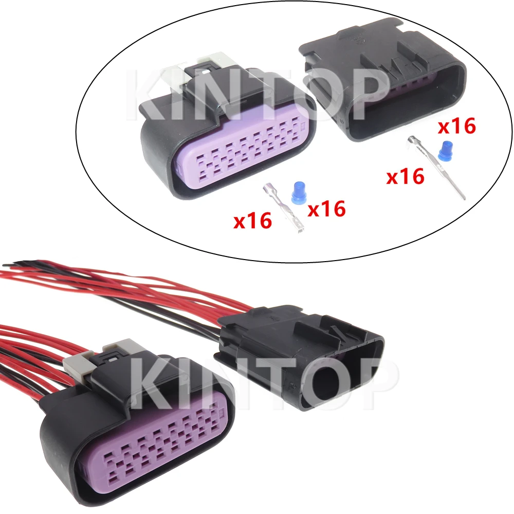 1 Set 16 Pins 15326868 15326863 Automobile Wiring Terminal Socket Starter Car Headlight Waterproof Connector For Buick Chevrolet