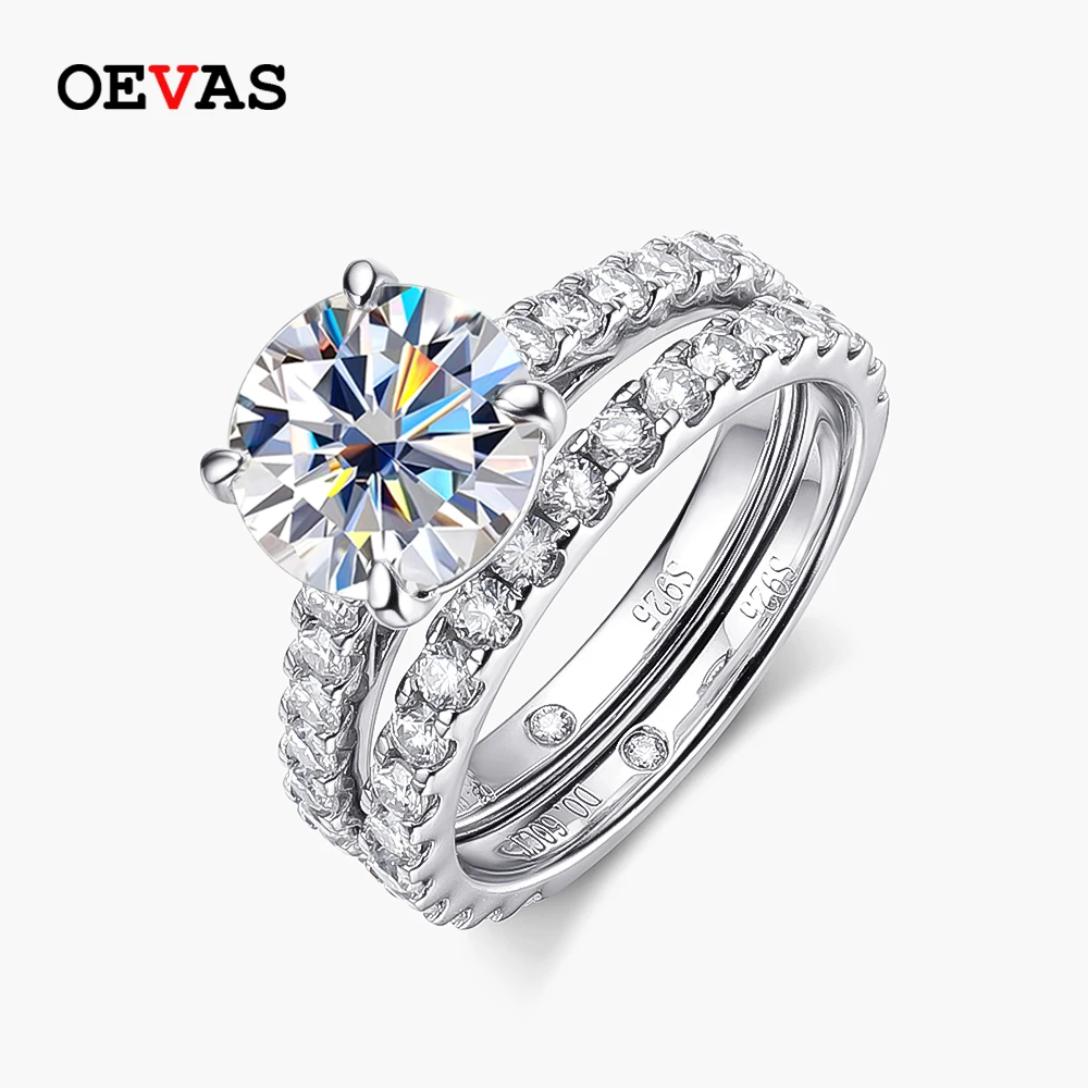 

OEVAS 100% 925 Sterling Silver 4.2cttw D Color Moissanite Rings For Women Diamond Engagement Wedding Band Fine Jewelry Gifts