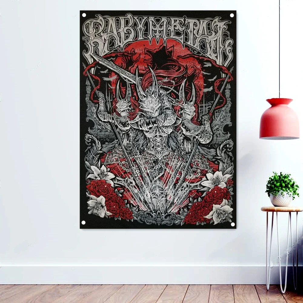 Metal Baby Brutal Death Metal Artworks Banners Tapestry Dark Wall Art Background Hanging Cloth Rock Band Icon Poster Flag Mural