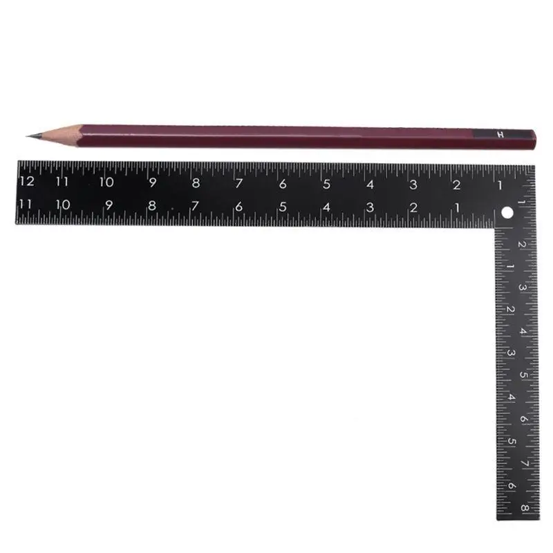 652F Metal L-Square Ruler Sewing Measure Professional Framing Square Ruler Black for Carpenter Tailor DIY Sewing