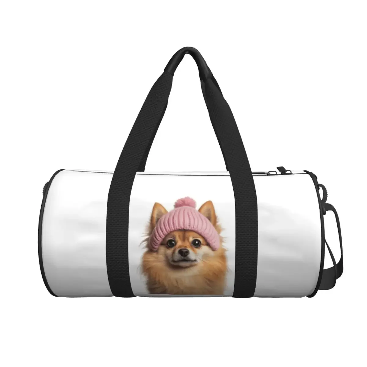 

Уютная померанская собака в розовой зимней шапке. Модные животные. Модные произведения искусства. Большая спортивная сумка. Спортивная сумка. Дорожные сумки. Сумка для фитнеса.