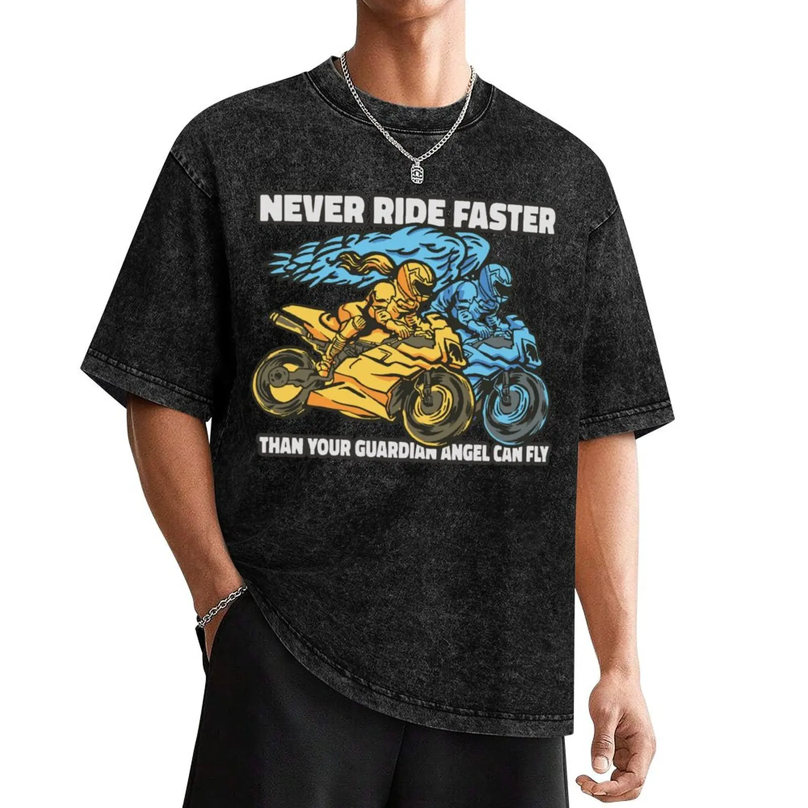 Never Ride Faster Than Your Guardian Angel Can Fly T-Shirt summer clothes korean fashion cotton t shirt men