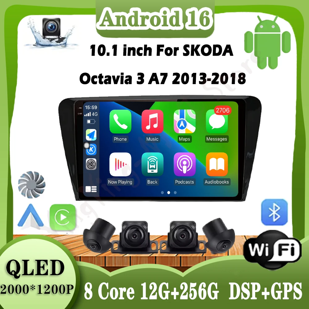 

10.1 inch for SKODA Octavia 3 A7 2013-2018 Car Radio Multimedia Video Player GPS Navigation Carplay DSP Stereo Auto Tools
