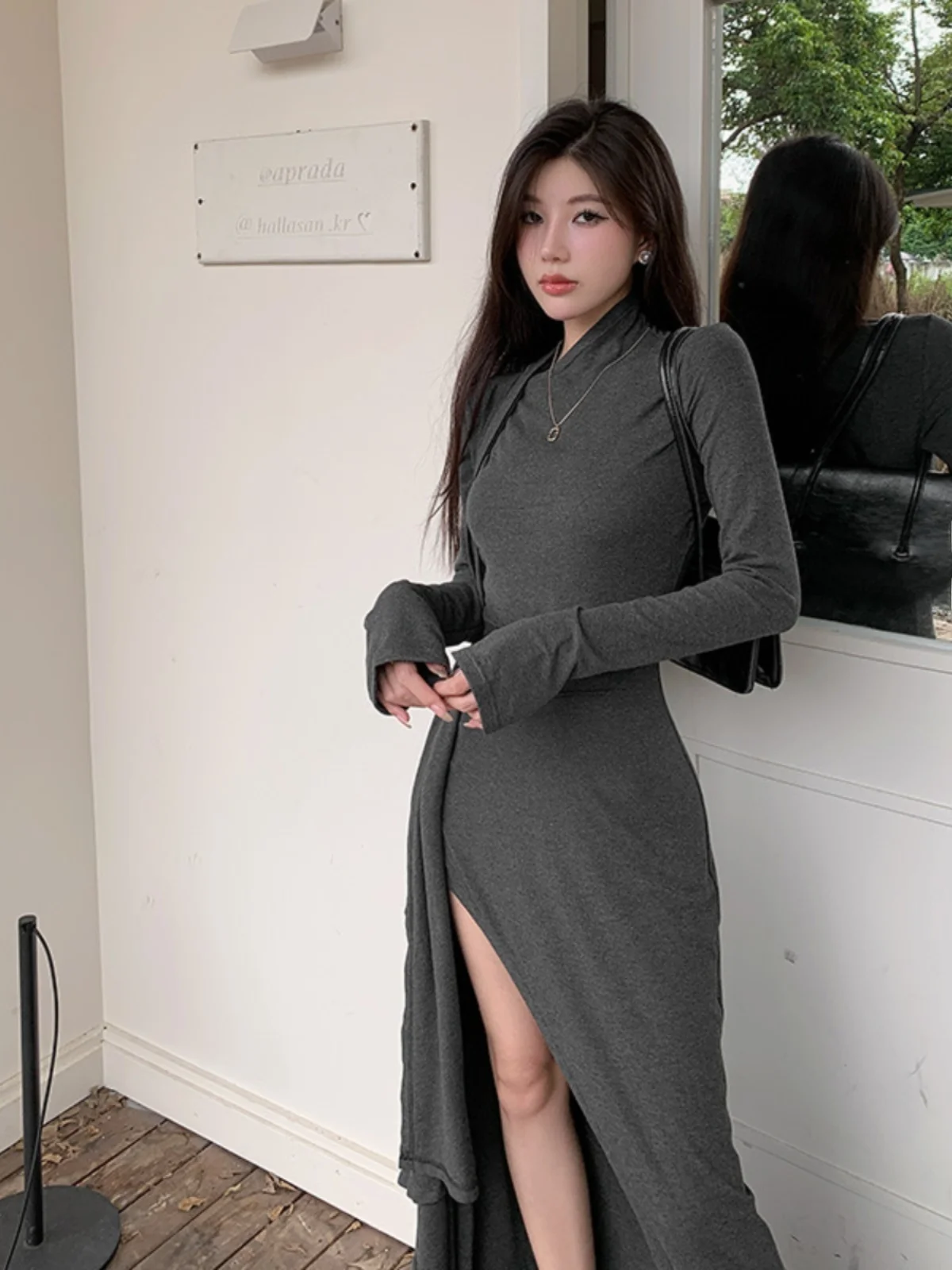 

Sweet Cool Long Split Dr Женское утягивающее платье трапециевидной формы с высоким воротником и средней талией Long Sve Maxi Dr для больших размеров