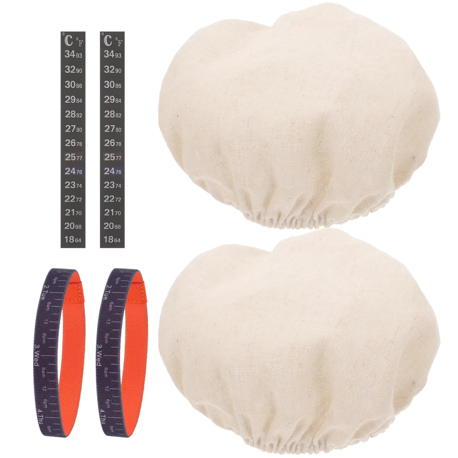 

Sourdough Starter Jar Kit Cloth Cover 24oz Fermentation Accessories Date Bands Thermometer Strip Home Baking Replacement