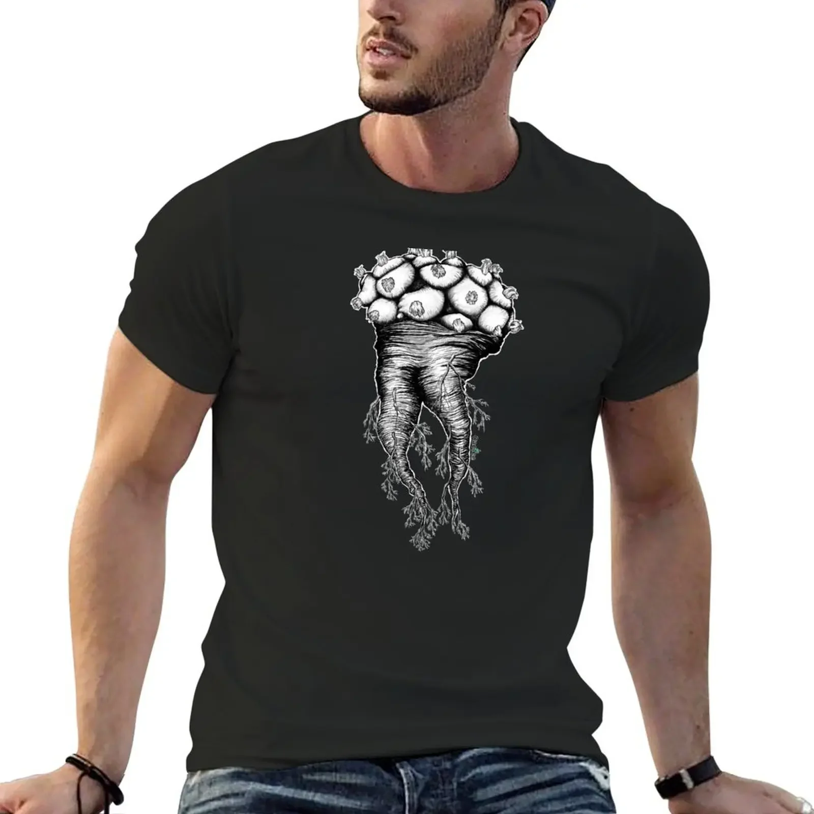 

Lophophora Root Drawing T-Shirt vintage anime shirt clothes Personalized t-shirt men clothing