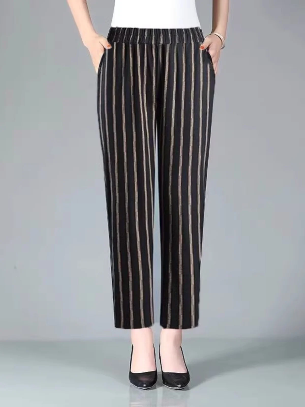 Pantaloni Harajuku scozzesi dimagranti Pantaloni casual estivi in cotone sottile da donna Pantaloni coreani Sle Nove punti l Vita ket