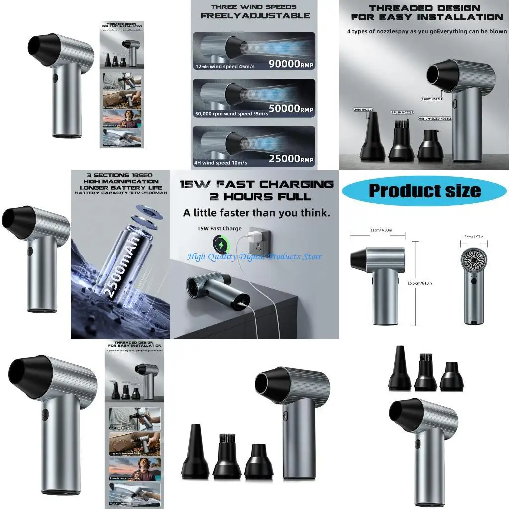 

U2JE Compressed Air Dusters Jet Dryer Blower Speed Regulation Reusable 90000RPM