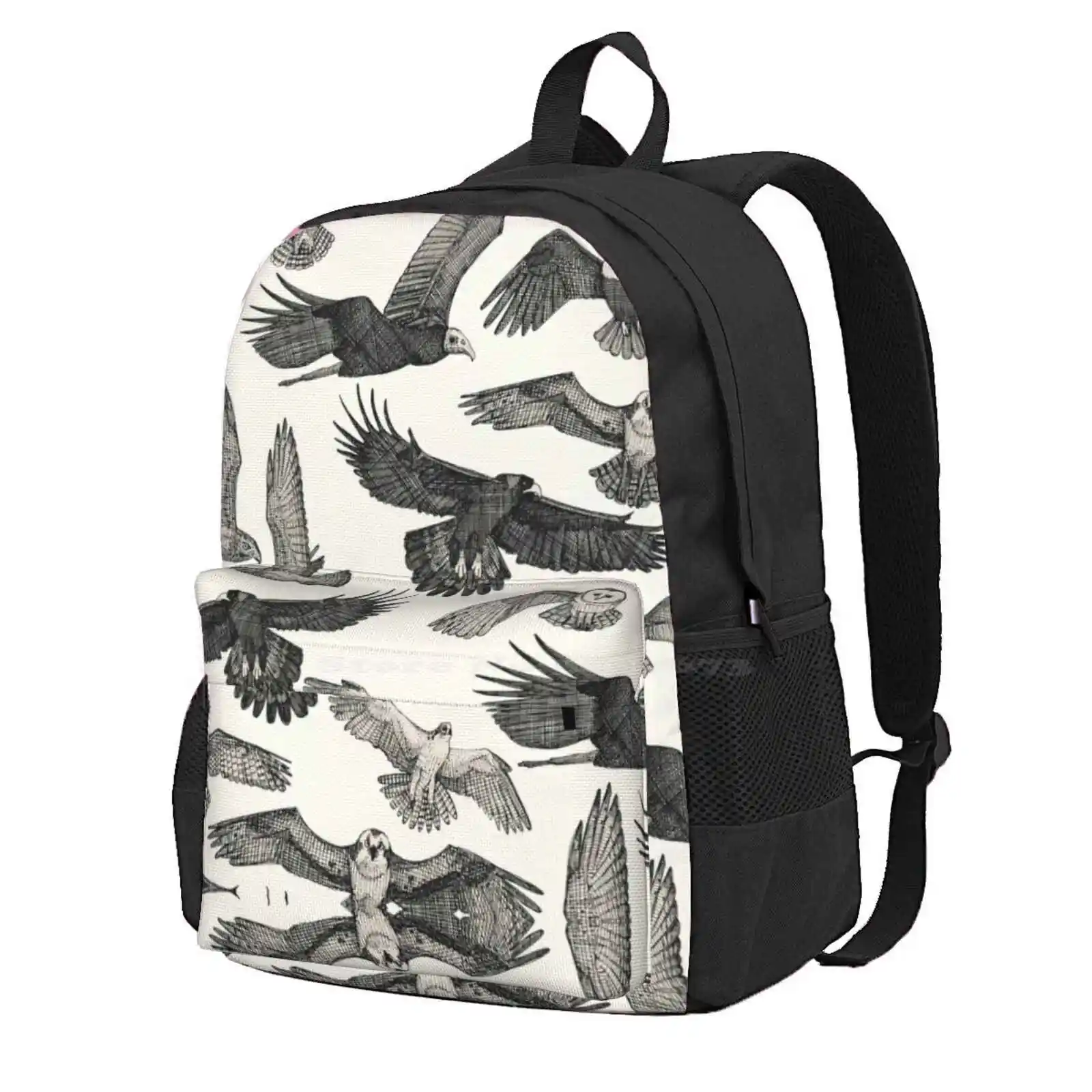 Birds Of Prey Black Hot Sale Schoolbag Backpack Fashion Bags Ornithology Birds Of Prey Owl Hawk Bald Eagle Flying Birds Vulture