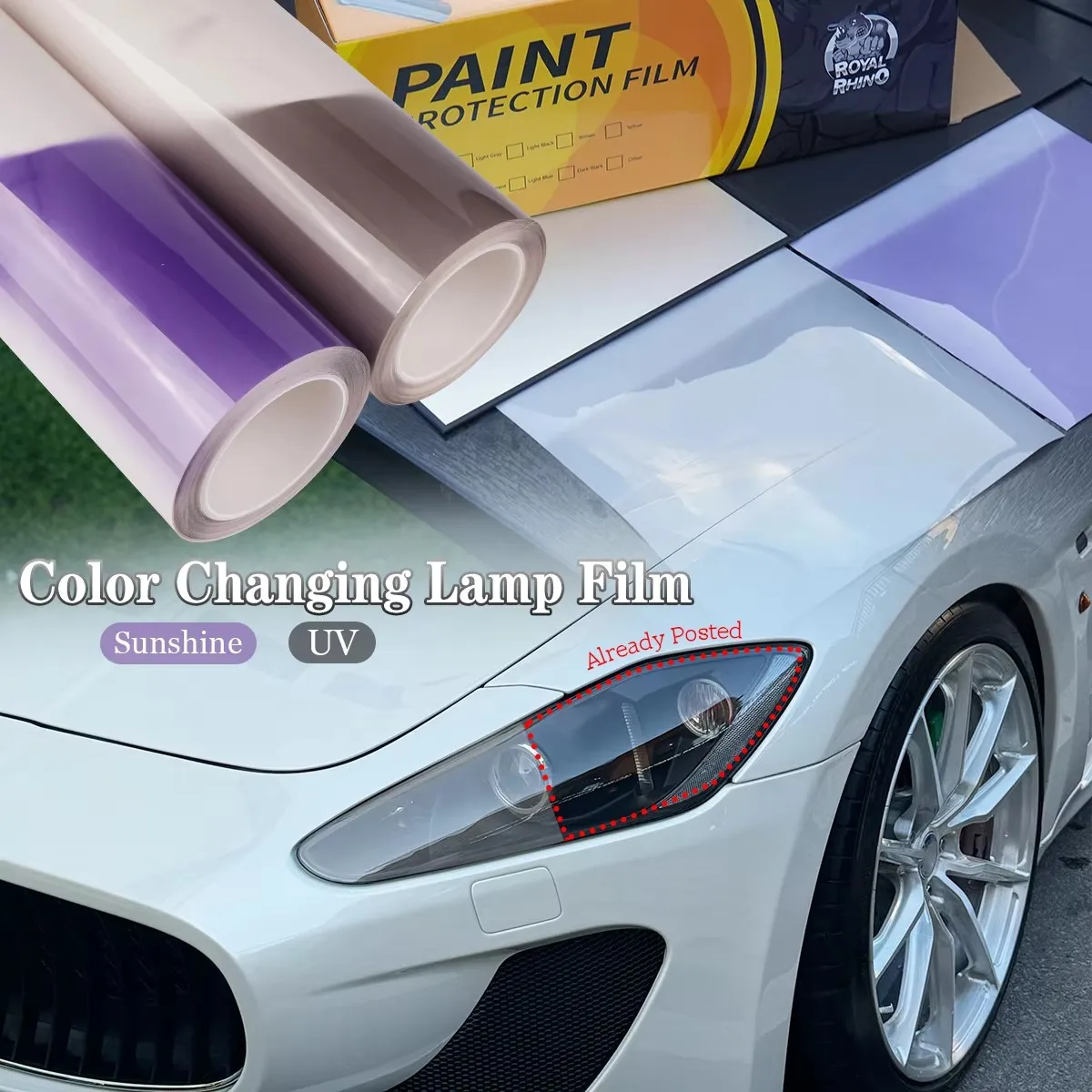 Folia ochronna na lakier samochodowy TPU PPF fotochromowa, zmieniająca kolor pod wpływem UV, 152 cm * 100 cm