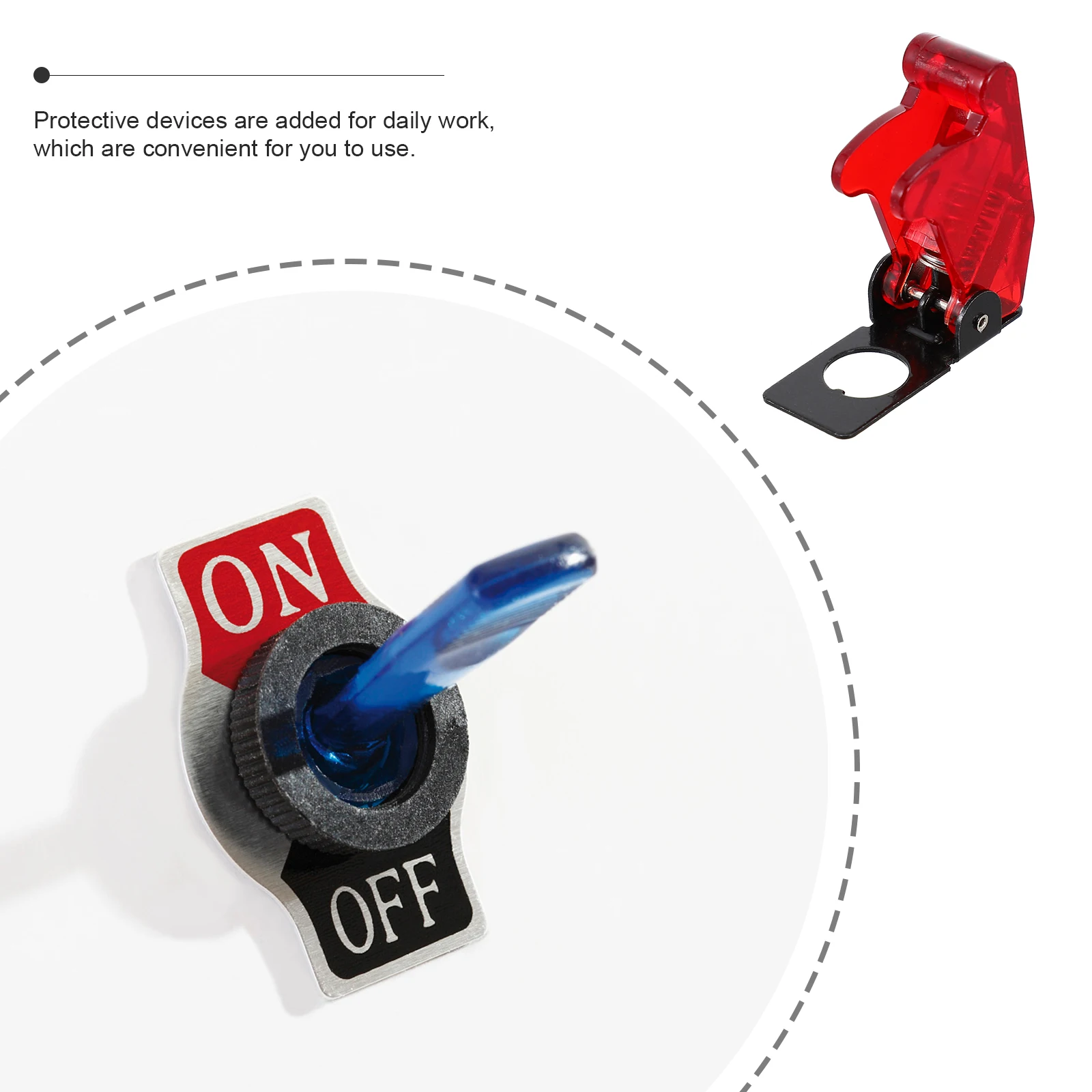 

6Pcs Dustproof Waterproof Switch Covers High-Quality Plastic Iron Safety Protection Caps for Toggle Buttons Home Office Use Red