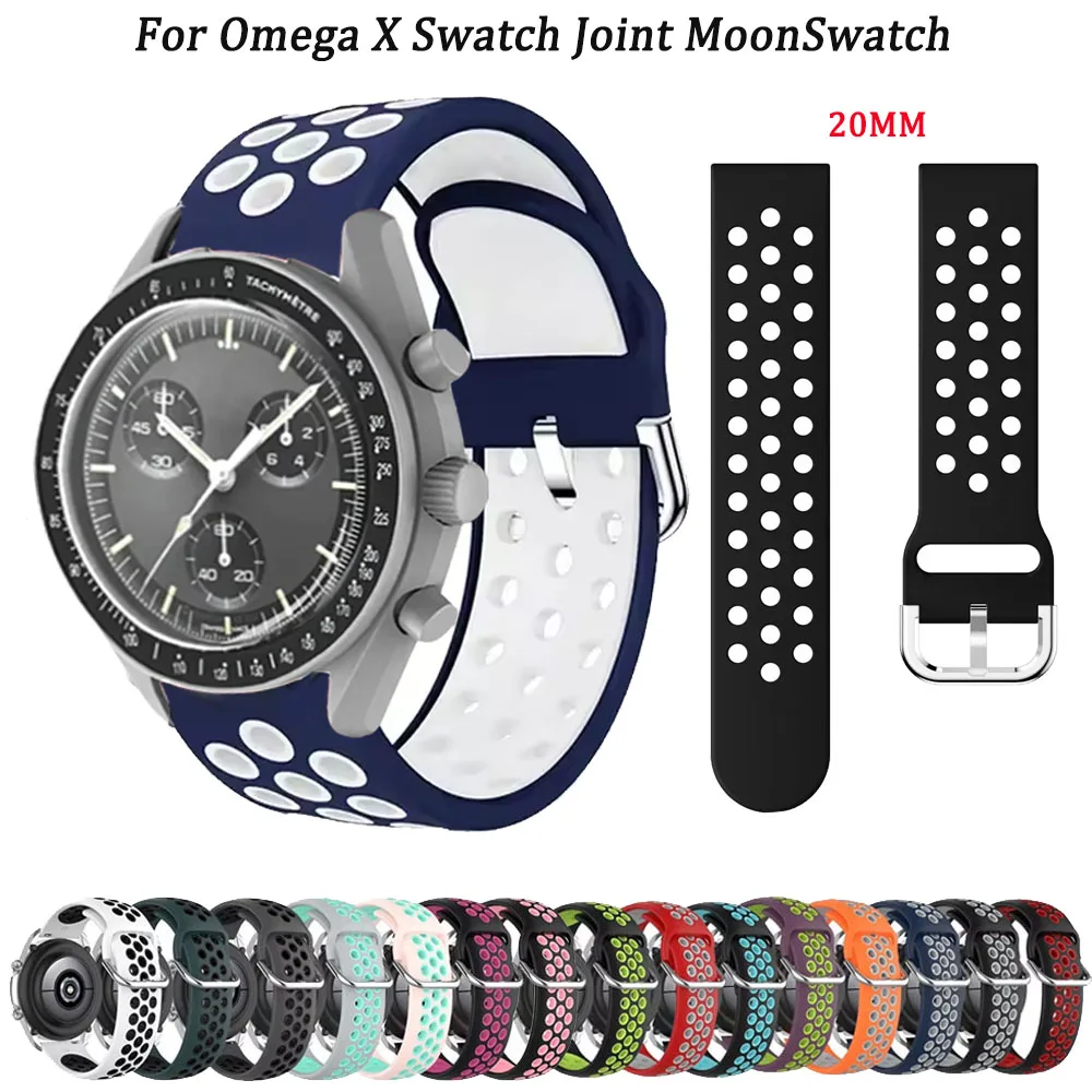 Omega X Swatch 용 20mm 실리콘 시계 밴드 MoonSwatch 통기성 손목 벨트 Correa 용 공동 MoonSwatch 교체 팔찌