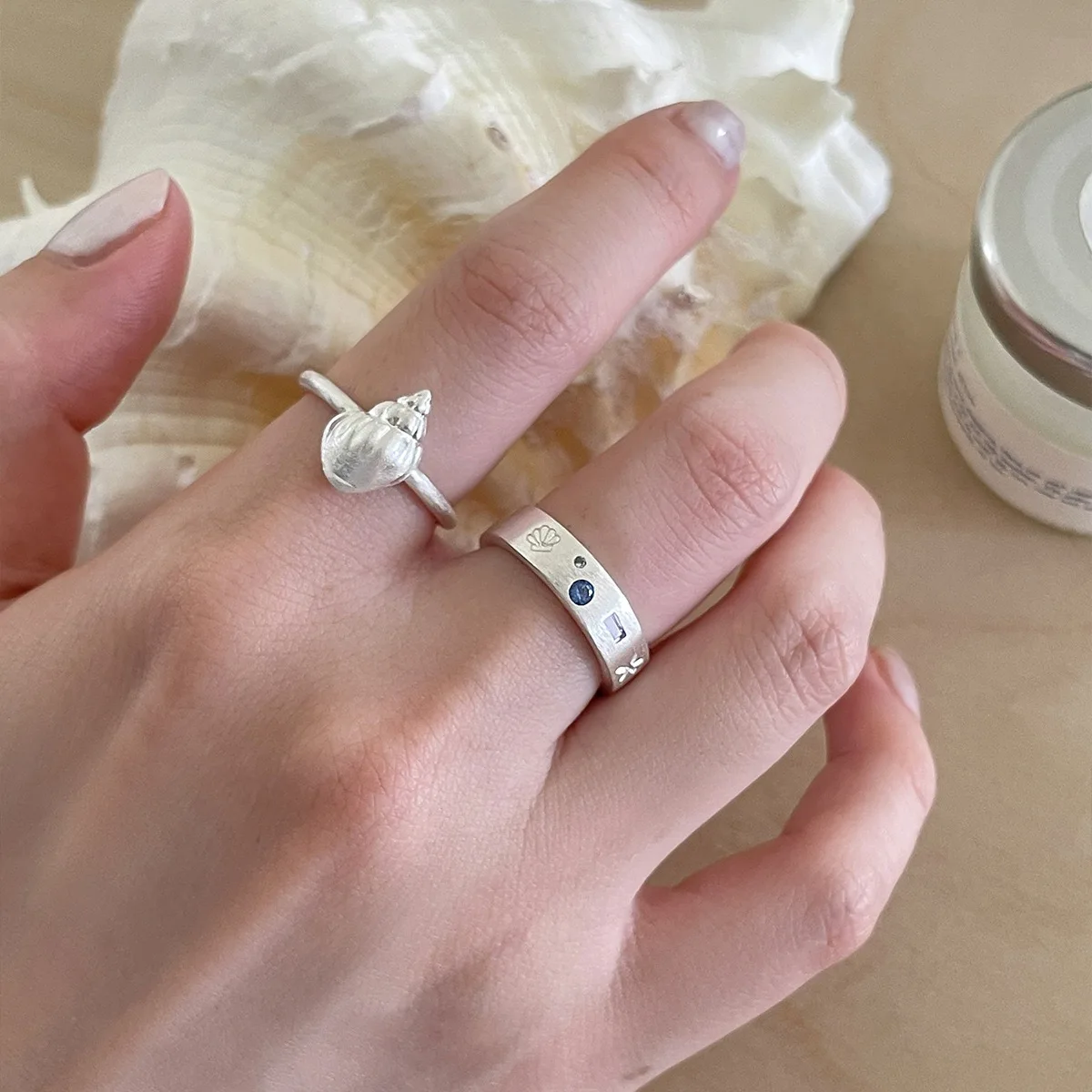 خواتم من الفضة الإسترليني عيار 925 للنساء خاتم عتيق مصنوع يدويًا قابل للتعديل من الحجر الأزرق هدية بيجو للسيدات