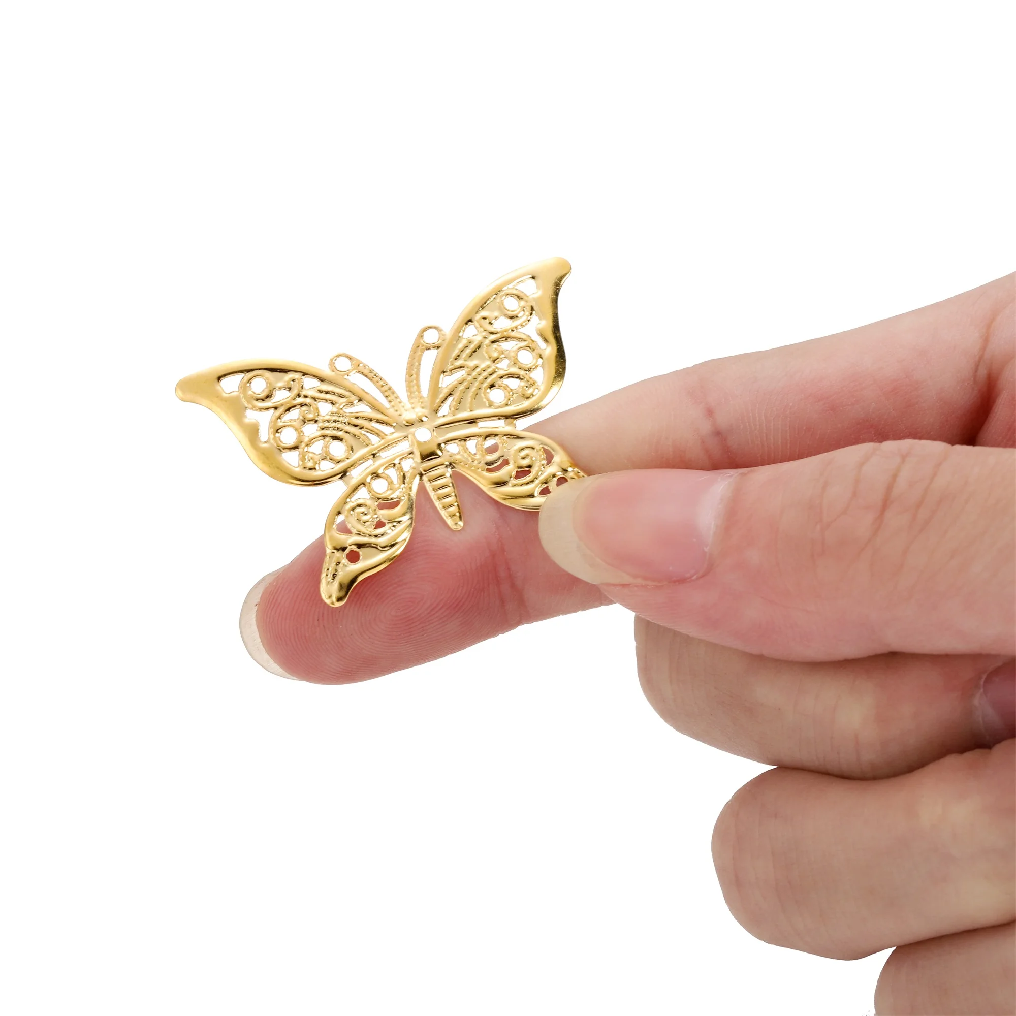 30Pcs/Pack Copper Butterfly Filigree Wraps Pendant Small Charms Necklace Earring Connectors For DIY Jewelry Making Accessories