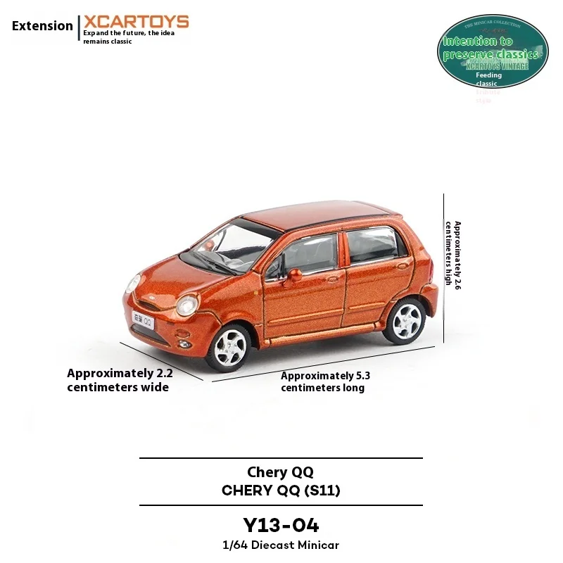 Xcartoys 1/64 Chery QQ Hatchback Klasyczny Samochód Zabawki Ze Stopu Metalu Model Odlewany Pod Ciśnieniem Pojazd Dziecięcy Prezent Świąteczny Zabawki Dla Chłopców