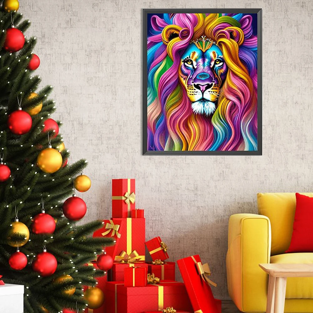 

Full Square AB Diamond Painting, 5D Diamond Embroidery, Mosaic Needlwork, Rhinestones Home, Cross Stitch, Christmas Lion, DIY