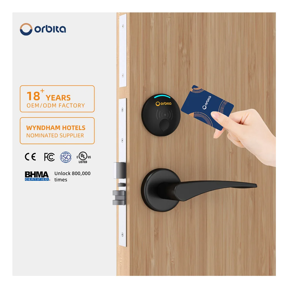 For Durable High Security Master Key System RFID Electronic Door Handle Card Key Smart Hotel Door Locks IP54 Waterproof